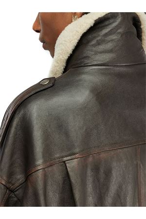 Brown leather bomber jacket SEMI COUTURE | Y5WT24U890